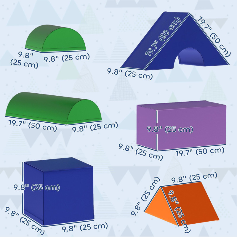Soozier 11 Piece Soft Play Blocks Kids Climb and Crawl Gym Toy Foam Building Light Colour