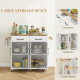Kitchen Island on Wheels with Rubberwood Top, Rolling Kitchen Cart with 2 Drawers, 4 Doors and Adjustable Shelves