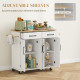 Kitchen Island on Wheels with Rubberwood Top, Rolling Kitchen Cart with 2 Drawers, 4 Doors and Adjustable Shelves