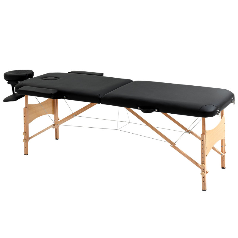 83 Inch Portable Folding Massage Table, Height Adjustable Professional Salon Spa Facial Couch Bed with Free Carrying Case, Headrest, Armrests, Black
