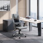 Office Chair High Back Mesh Ergonomic Computer Desk Seat Thick Padded Headrest with Armrest Office Grey