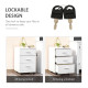 Mobile Filing Cabinet with Wheels, 3 Drawer File Cabinet with Lock and Keys for Home Office, White
