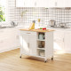 Wooden Rolling Kitchen Island on 360° Swivel Wheels Dining Cart with Drawer, Towel Rack for Kitchen, White