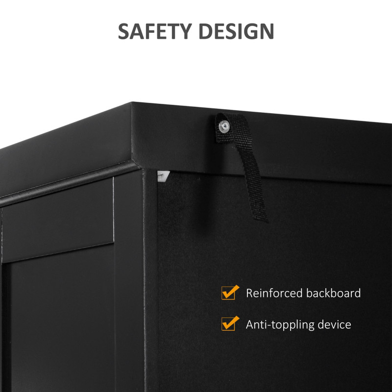 Long Standing Kitchen Cabinet w/ 2 Drawers MDF Board Black