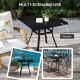 Rectangle Patio Dining Table for 4 People with Steel Legs, Metal Tabletop for Garden, Backyard, Lawn, Balcony, Black
