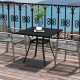 Rectangle Patio Dining Table for 4 People with Steel Legs, Metal Tabletop for Garden, Backyard, Lawn, Balcony, Black