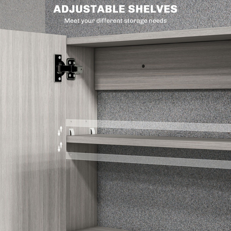 Bathroom Mirror Cabinet, Wall-Mounted Storage Organizer with Double Doors, Adjustable Shelf, Grey