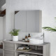 Bathroom Mirror Cabinet, Wall-Mounted Storage Organizer with Double Doors, Adjustable Shelf, Grey