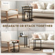 Nesting Coffee Tables Set of 3, Stacking Round Side Tables with Steel Frame for Living Room, Rustic Brown