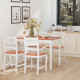 Dining Table Set for 4, 5 Piece Pine Wood Kitchen Table with High Back Chairs, Rectangular Table and 4 Armless Chair, White and Natural Wood