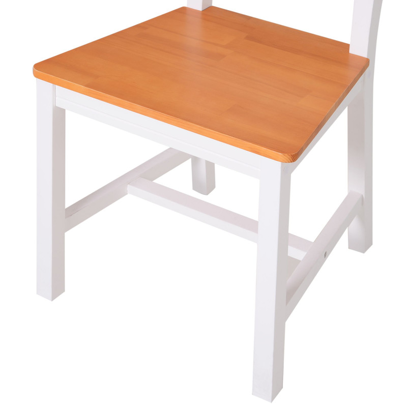 Dining Table Set for 4, 5 Piece Pine Wood Kitchen Table with High Back Chairs, Rectangular Table and 4 Armless Chair, White and Natural Wood
