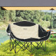 Portable Camp Chair, Double Camping Chair with Cup Holders and Carry Bag, Support 551 lbs, Khaki