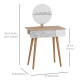 Vanity Desk with Mirror, Makeup Vanity with Drawer and Height Adjustable Mirror, Dressing Table with Wood Legs for Bedroom, Oak