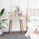 Vanity Desk with Mirror, Makeup Vanity with Drawer and Height Adjustable Mirror, Dressing Table with Wood Legs for Bedroom, Oak