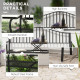 Outdoor Bench with Retractable Middle Table, Metal Frame Patio Loveseat with Slatted Seat and Backrest, Curved Armrests, Black