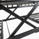 Outdoor Bench with Retractable Middle Table, Metal Frame Patio Loveseat with Slatted Seat and Backrest, Curved Armrests, Black