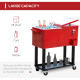 80 Quart Rolling Cooler Cart Portable Patio Ice Beer Beverage Cooling Bin w/ Bottle Opener & Storage Shelf Red