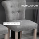 Bar Stools Set of 2, Upholstered Counter Height Stools with Button Tufted Back, Wood Legs and Footrest, Grey