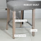 Bar Stools Set of 2, Upholstered Counter Height Stools with Button Tufted Back, Wood Legs and Footrest, Grey
