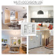 Modern Kitchen Sideboard with 2 Drawers, Coffee Bar Cabinet with Glass Doors Storage Cupboard and Open Shelf, White
