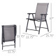 2-Piece Folding Dining Chair Set for Relaxing on Patio, Balcony, or Garden, Comfortable Outdoor Furniture with Armrests, Grey