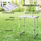 Folding Adjustable Patio Picnic Table Portable Camping Dining Lunch Table Aluminum Frame Silver