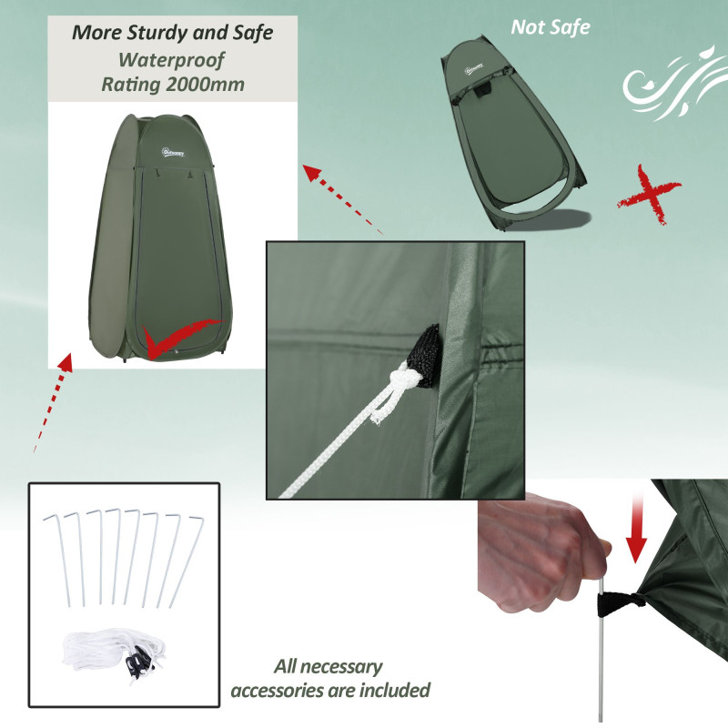 Army Green Popup Shower Tent - Portable Changing Room