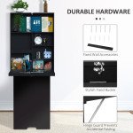 Wall Mounted Table Fold Out Convertible Desk, Multi-Functional Space Saving Computer Desk with Writing Floating Board for Students, Black