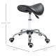 Adjustable Hydraulic Rolling Salon Stool Swivel Saddle Chair Spa Beauty Seat PU Leather,  Black