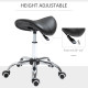 Adjustable Hydraulic Rolling Salon Stool Swivel Saddle Chair Spa Beauty Seat PU Leather,  Black