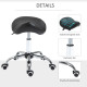 Adjustable Hydraulic Rolling Salon Stool Swivel Saddle Chair Spa Beauty Seat PU Leather,  Black