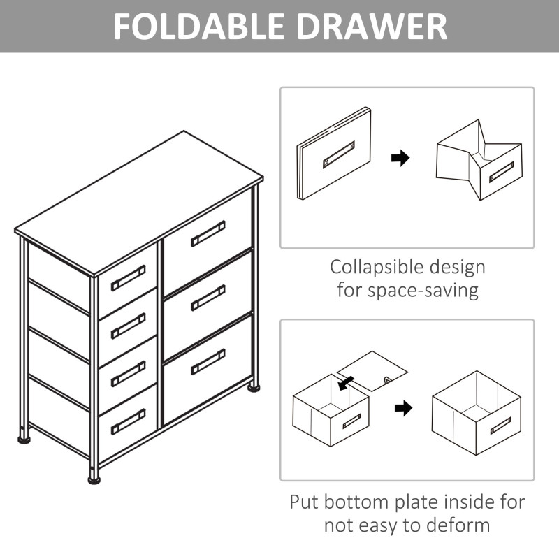 Dresser for Bedroom with 7 Drawers, Chest of Drawers with Metal Frame, Fabric Dresser for Living Room, Light Grey