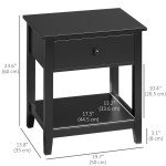 Modern Style Nightstand, Small End Table with Drawer and Storage Shelf for Bedroom, Living Room, Black