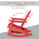 Wooden Adirondack Rocking Muskoka Chair with Slatted Wooden Design, Fanned Back and Classic Rustic Style, Red