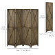 4-panel Wall Partition Farmhouse Room Separator with Foldable Design Wooden Frame 5.6FT, Brown
