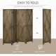 4-panel Wall Partition Farmhouse Room Separator with Foldable Design Wooden Frame 5.6FT, Brown
