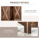4-panel Wall Partition Farmhouse Room Separator with Foldable Design Wooden Frame 5.6FT, Walnut