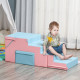 Qaba 2-Piece Soft Play Kids Foam Play Se for Crawl and Climb, Light Blue