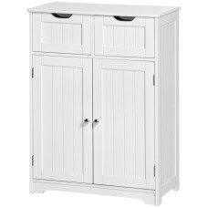 Bathroom Cabinet, Bathroom Storage Cabinet with 2 Drawers, Adjustable Shelf for Living Room, Entryway, White