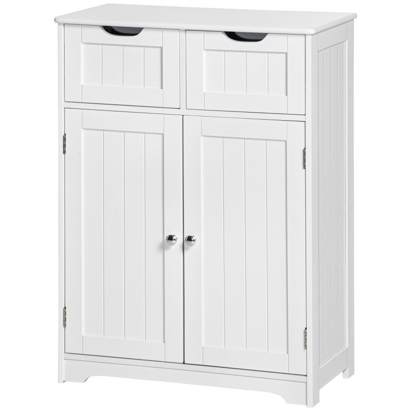 Bathroom Cabinet, Bathroom Storage Cabinet with 2 Drawers, Adjustable Shelf for Living Room, Entryway, White