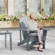 Classic Adirondack Chair, Muskoka Chairs, Garden Deck Chair with Cup Holder for Patio, Indoor, Backyard, Dark Grey