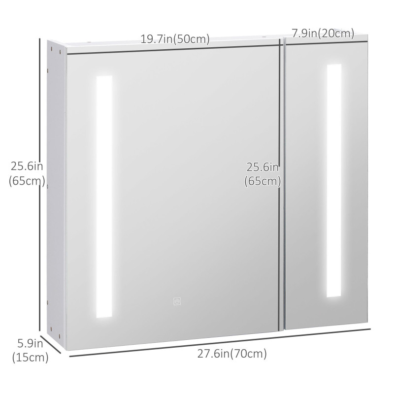 LED Medicine Cabinet with Mirror and Lights, 27.5