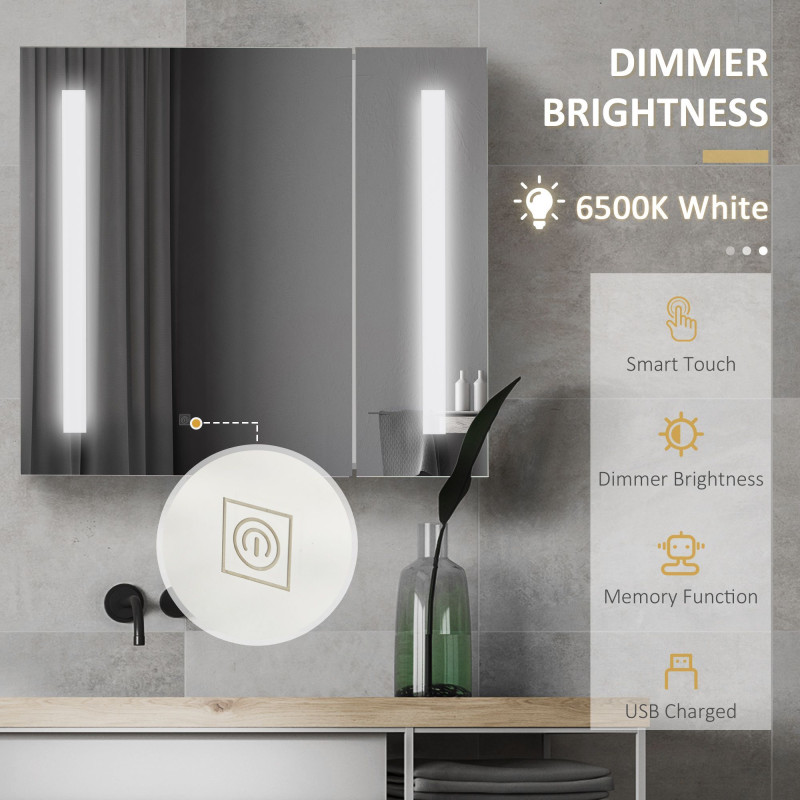 LED Medicine Cabinet with Mirror and Lights, 27.5
