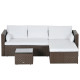 3pcs Modern Rattan Sofa Set, Wicker Patio Furniture Set with Coffee Table, Cushions, Pillows