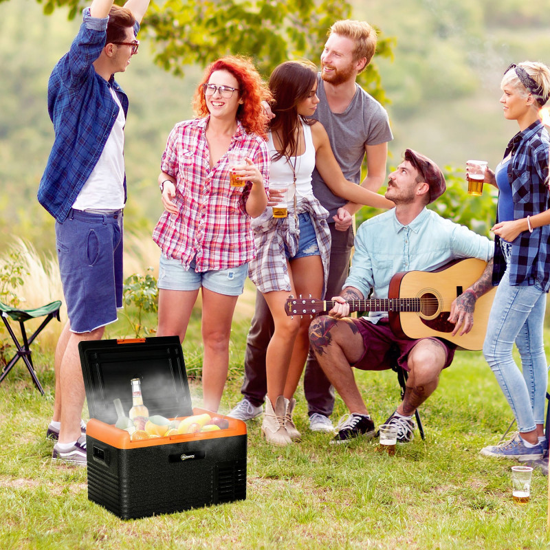 32 Quart Car Fridge, Portable Freezer, Electric Cooler Box with 12/24V DC and 100-240V AC for Camping, Driving, Picnic