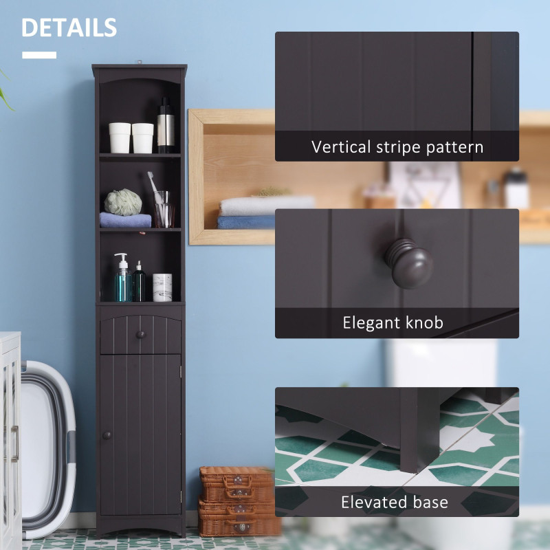 Tall Bathroom Cabinet Storage Organizer, Linen Tower with Shelves and Drawer