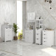 Narrow Bathroom Cabinet with 3 Drawers and 2 Tier Shelf, Tall Cupboard Freestanding Linen Tower, White