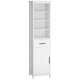 Tall Bathroom Storage Cabinet, Free Standing Bathroom Cabinet Slim Side Organizer w/ 3-Tier Open Shelf, Door, and Drawer, White