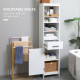 Tall Bathroom Storage Cabinet, Free Standing Bathroom Cabinet Slim Side Organizer w/ 3-Tier Open Shelf, Door, and Drawer, White