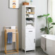 Tall Bathroom Storage Cabinet, Free Standing Bathroom Cabinet Slim Side Organizer w/ 3-Tier Open Shelf, Door, and Drawer, White